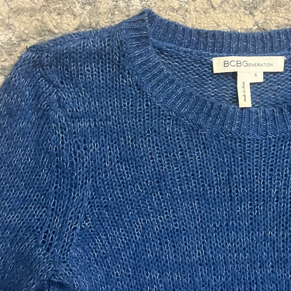 BCBG Blue Knit Bell Sleeves Sweater - Picture 2 of 4